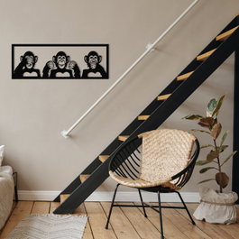 Wallity Three Monkeys-M Escultura de pared metálica negra